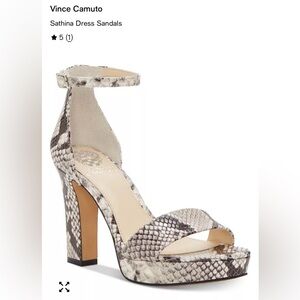 Vince Camuto Snake-Print Ankle Strap Block Heel Platform Sandal - White/Gray